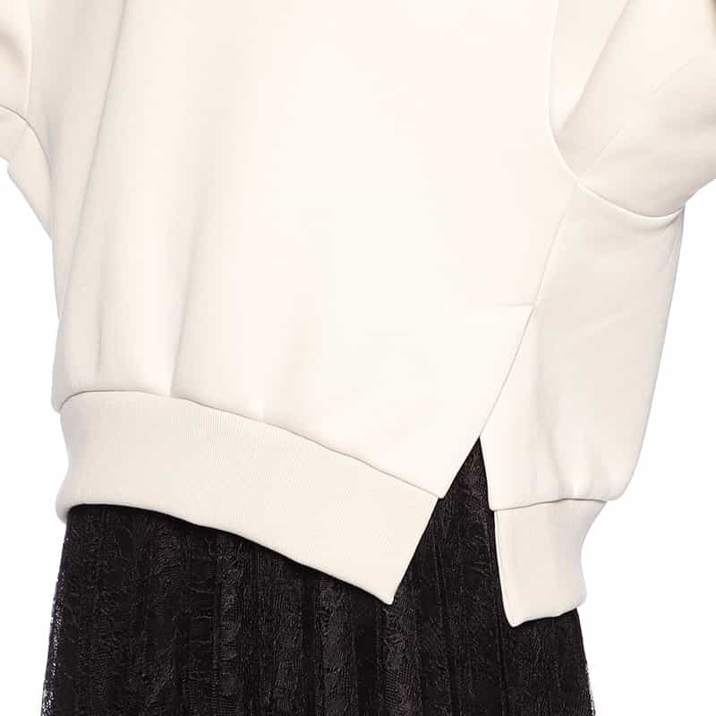 BARNEYS NEW YORK サイドスリット スエットプルオーバー BEIGE