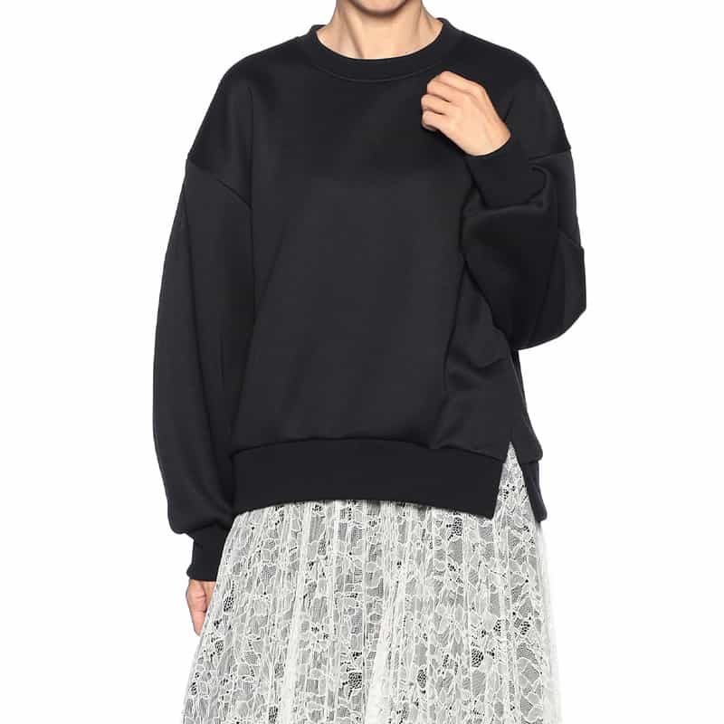 BARNEYS NEW YORK サイドスリット スエットプルオーバー BLACK