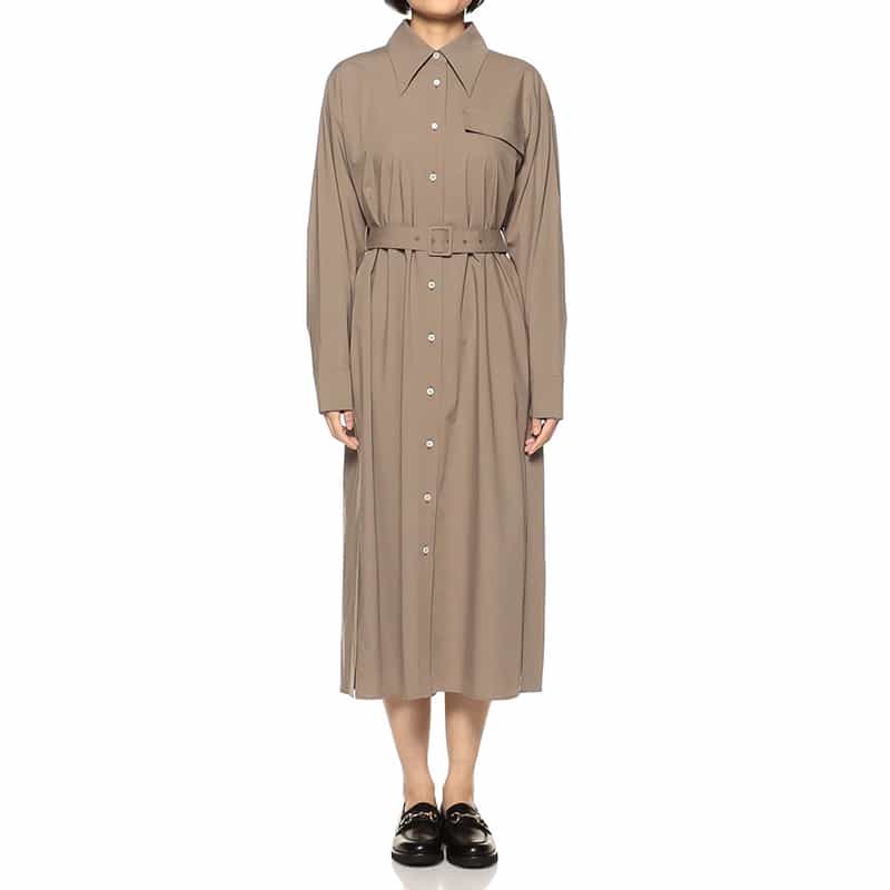 BARNEYS NEW YORK ベルテッド ロングシャツドレス BEIGE