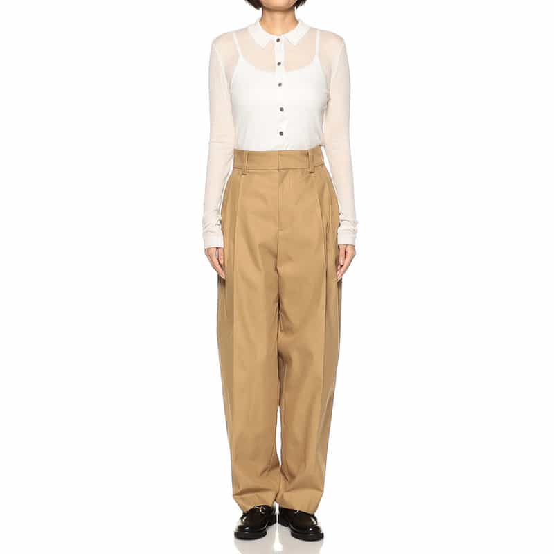 BARNEYS NEW YORK コットン バレルレッグパンツ BEIGE
