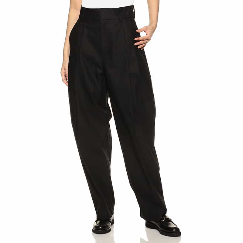 BARNEYS NEW YORK コットン バレルレッグパンツ BLACK