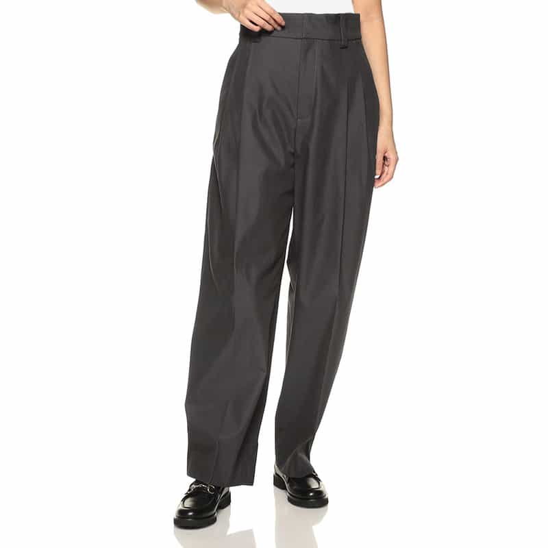 BARNEYS NEW YORK コットン バレルレッグパンツ GRAY