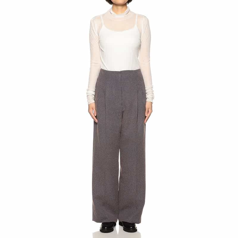 BARNEYS NEW YORK セットアップ チェック柄ツイード ワイドパンツ ORANGE