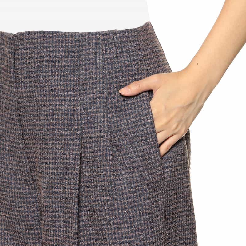 BARNEYS NEW YORK セットアップ チェック柄ツイード ワイドパンツ ORANGE