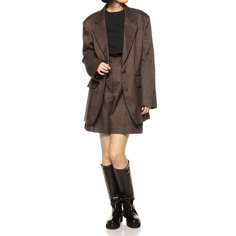 BARNEYS NEW YORK セットアップ ハーフタックパンツ BROWN