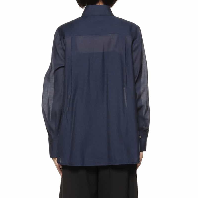 BARNEYS NEW YORK ダブルポケット シアー シャツ NAVY