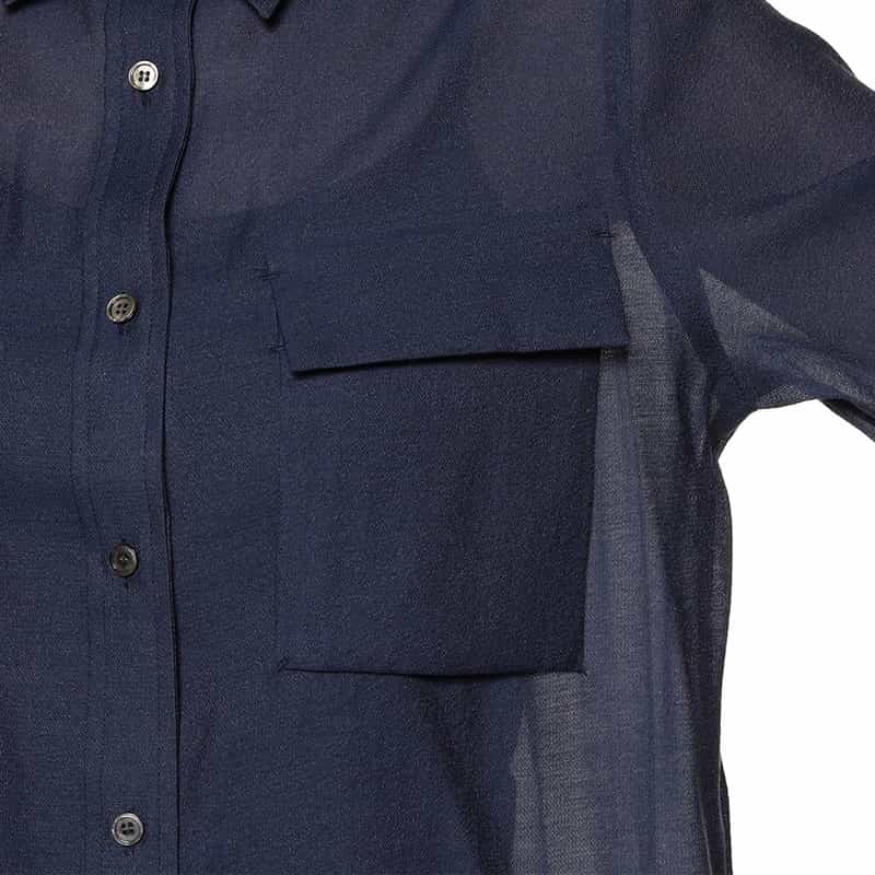 BARNEYS NEW YORK ダブルポケット シアー シャツ NAVY