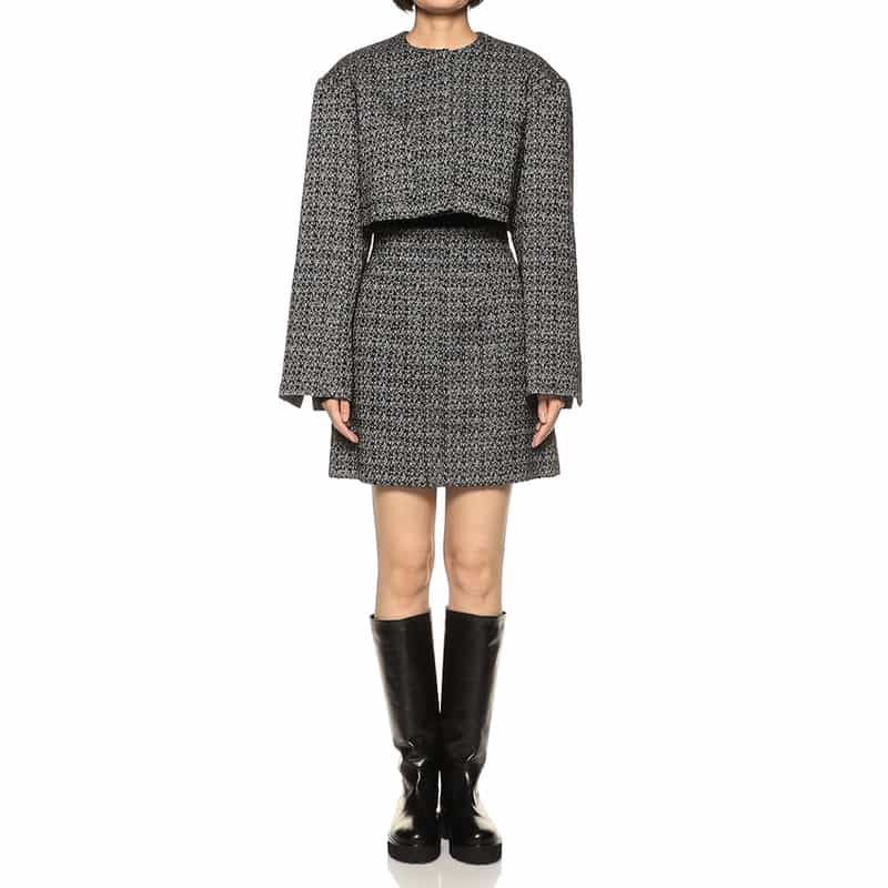 BARNEYS NEW YORK セットアップ ミックスツイード ミニスカート WHITE