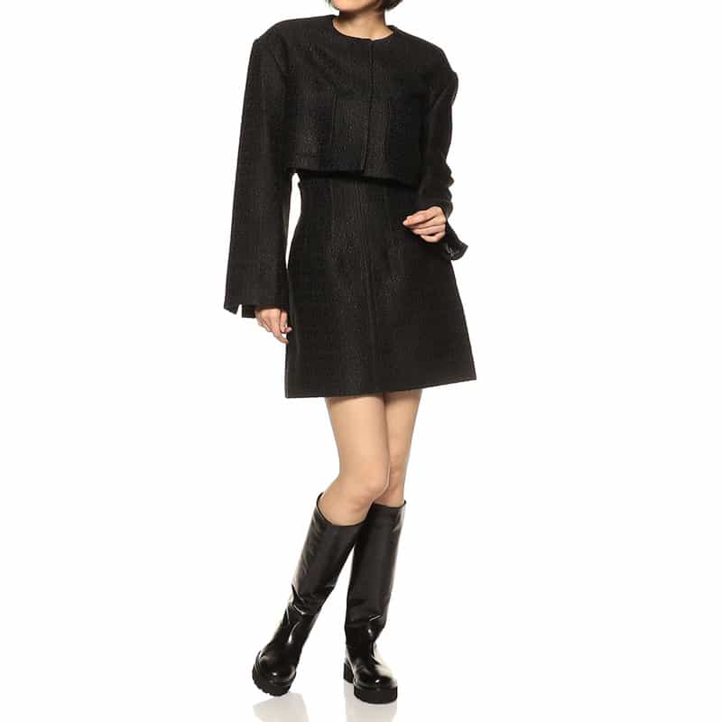 BARNEYS NEW YORK セットアップ ミックスツイード ミニスカート BLACK