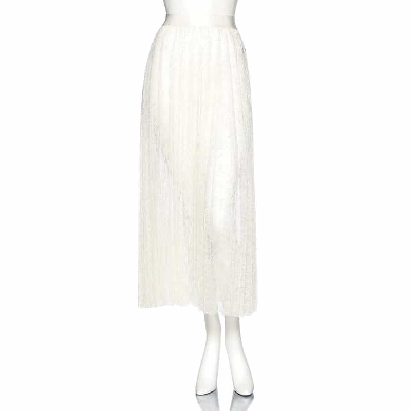 BARNEYS NEW YORK シアー レース ロングスカート WHITE