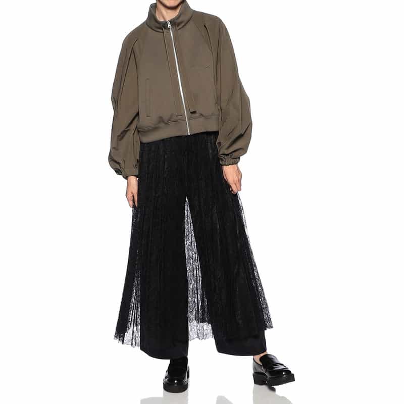 BARNEYS NEW YORK シアー レース ロングスカート BLACK