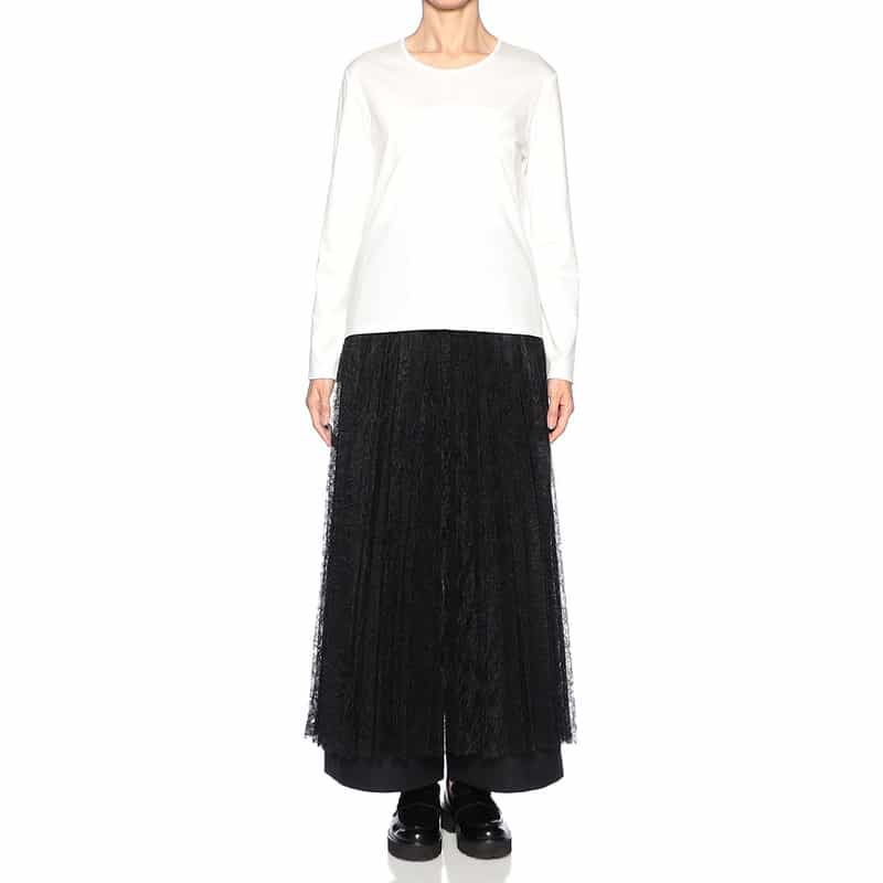 BARNEYS NEW YORK シアー レース ロングスカート BLACK