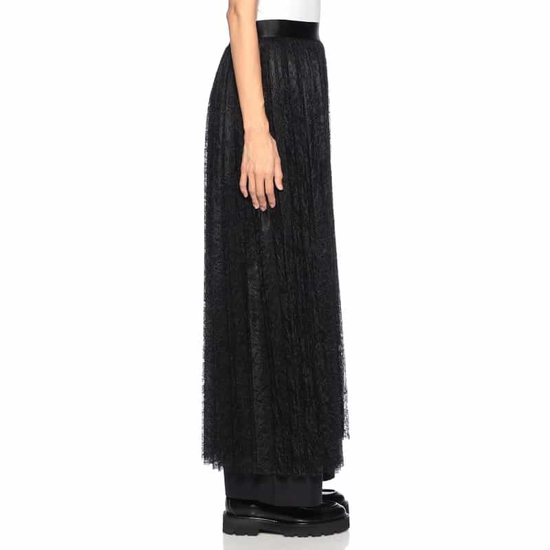 BARNEYS NEW YORK シアー レース ロングスカート BLACK