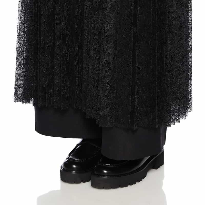 BARNEYS NEW YORK シアー レース ロングスカート BLACK