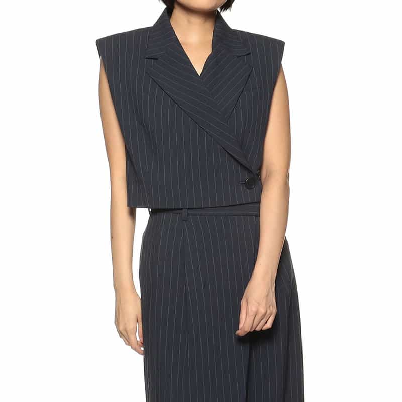 BARNEYS NEW YORK セットアップ ピンストライプ柄 ショートベスト NAVY