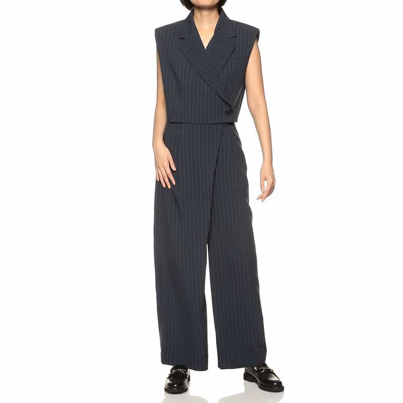 BARNEYS NEW YORK セットアップ ピンストライプ柄 ショートベスト NAVY