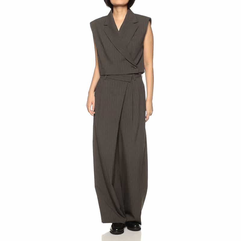 BARNEYS NEW YORK セットアップ ピンストライプ柄 ショートベスト BROWN