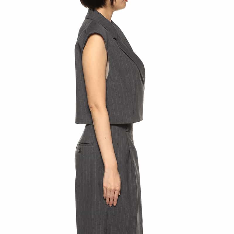 BARNEYS NEW YORK セットアップ ピンストライプ柄 ショートベスト DARK GRAY