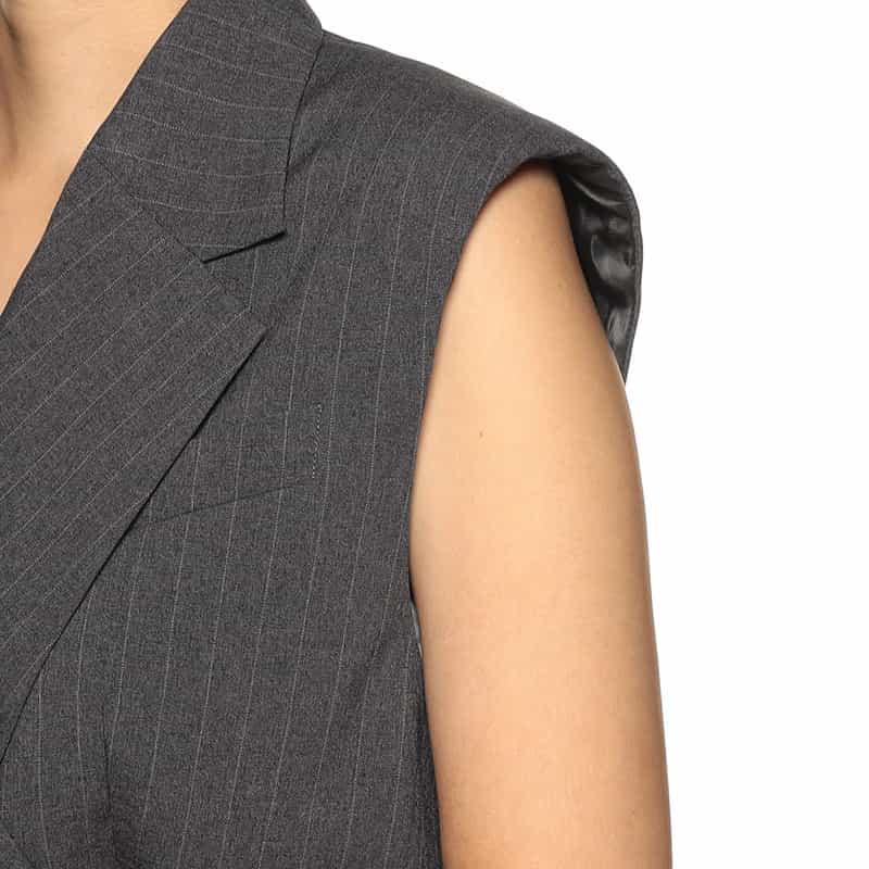 BARNEYS NEW YORK セットアップ ピンストライプ柄 ショートベスト DARK GRAY