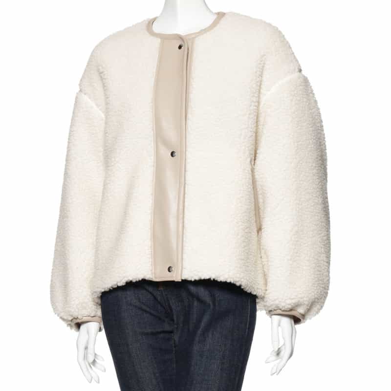 BARNEYS NEW YORK ボア ショートブルゾン WHITE