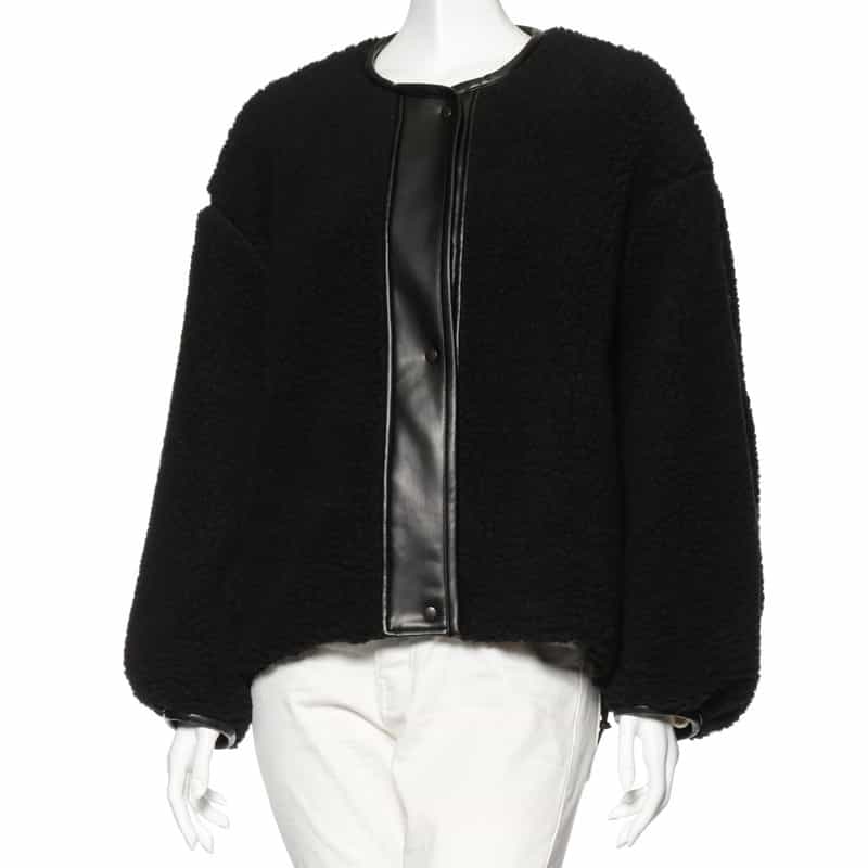 BARNEYS NEW YORK ボア ショートブルゾン BLACK