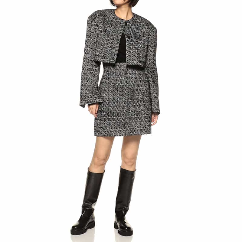 BARNEYS NEW YORK セットアップ ミックスツイード ショートジャケット WHITE