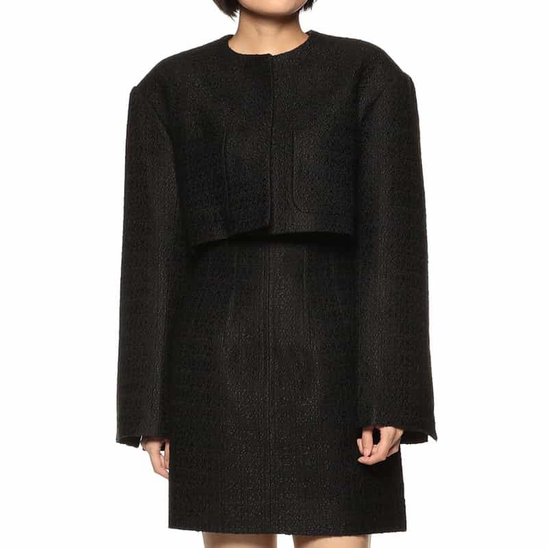 BARNEYS NEW YORK セットアップ ミックスツイード ショートジャケット BLACK