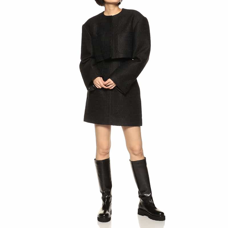 BARNEYS NEW YORK セットアップ ミックスツイード ショートジャケット BLACK