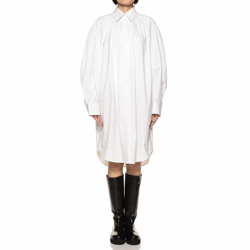 BARNEYS NEW YORK ロングスリーブ ショート シャツドレス WHITE