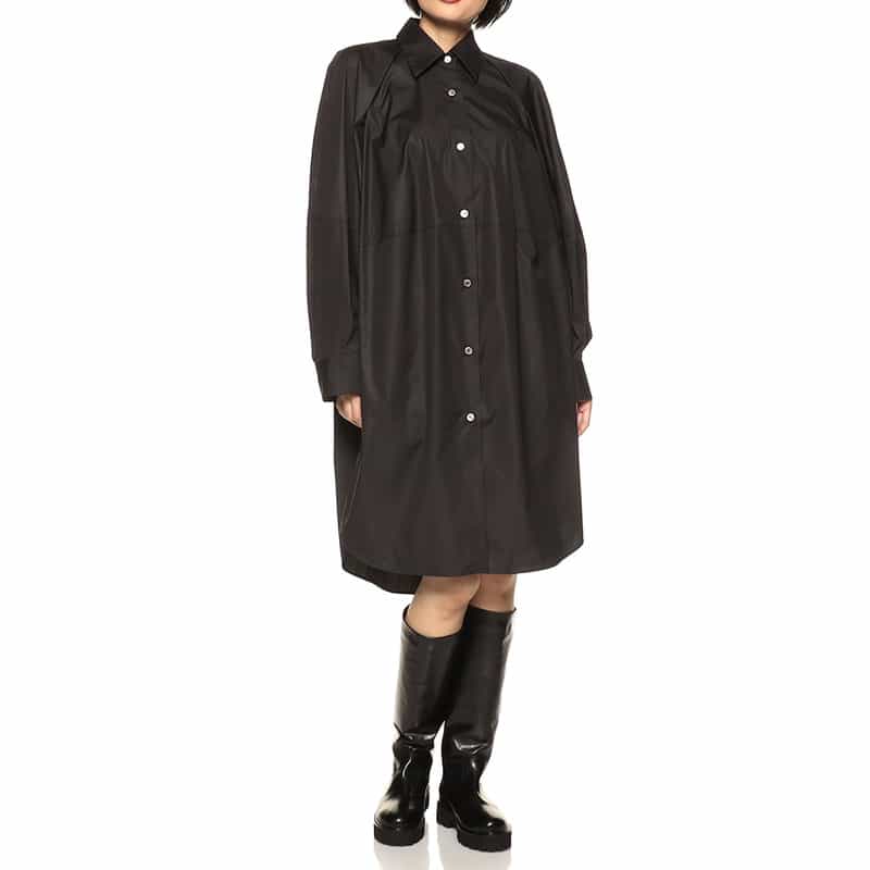 BARNEYS NEW YORK ロングスリーブ ショート シャツドレス BLACK