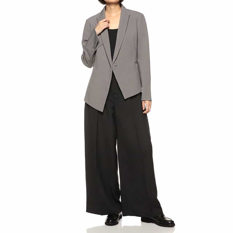 BARNEYS NEW YORK ハイウエスト ボリュームタック ワイドパンツ BLACK