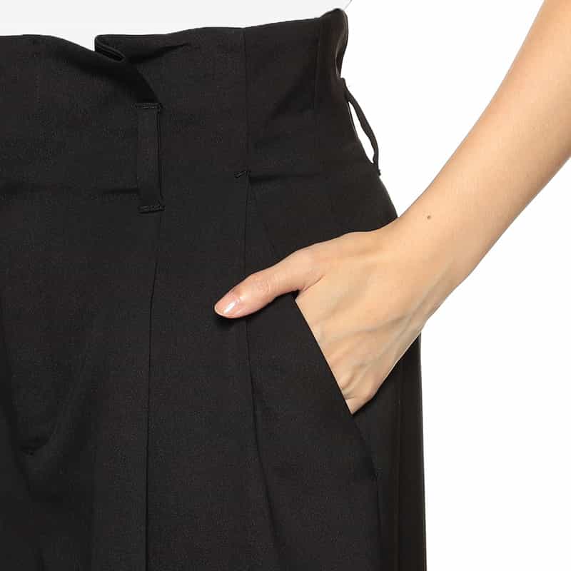 BARNEYS NEW YORK ハイウエスト ボリュームタック ワイドパンツ BLACK