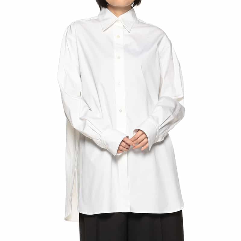 BARNEYS NEW YORK レギュラーカラー ロングシャツ WHITE