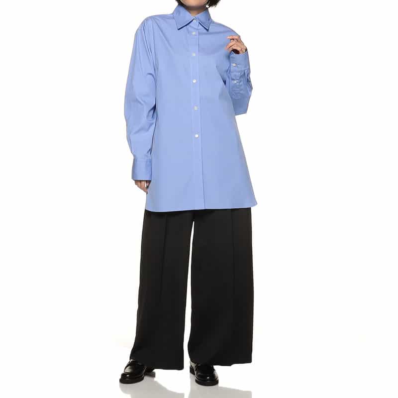 BARNEYS NEW YORK レギュラーカラー ロングシャツ BLUE