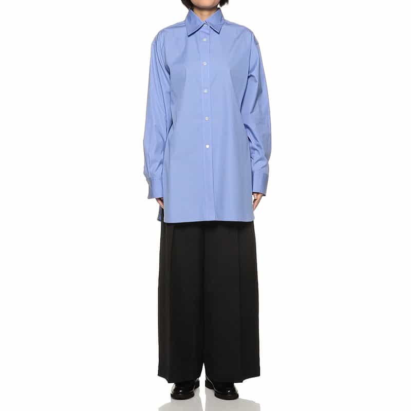 BARNEYS NEW YORK レギュラーカラー ロングシャツ BLUE
