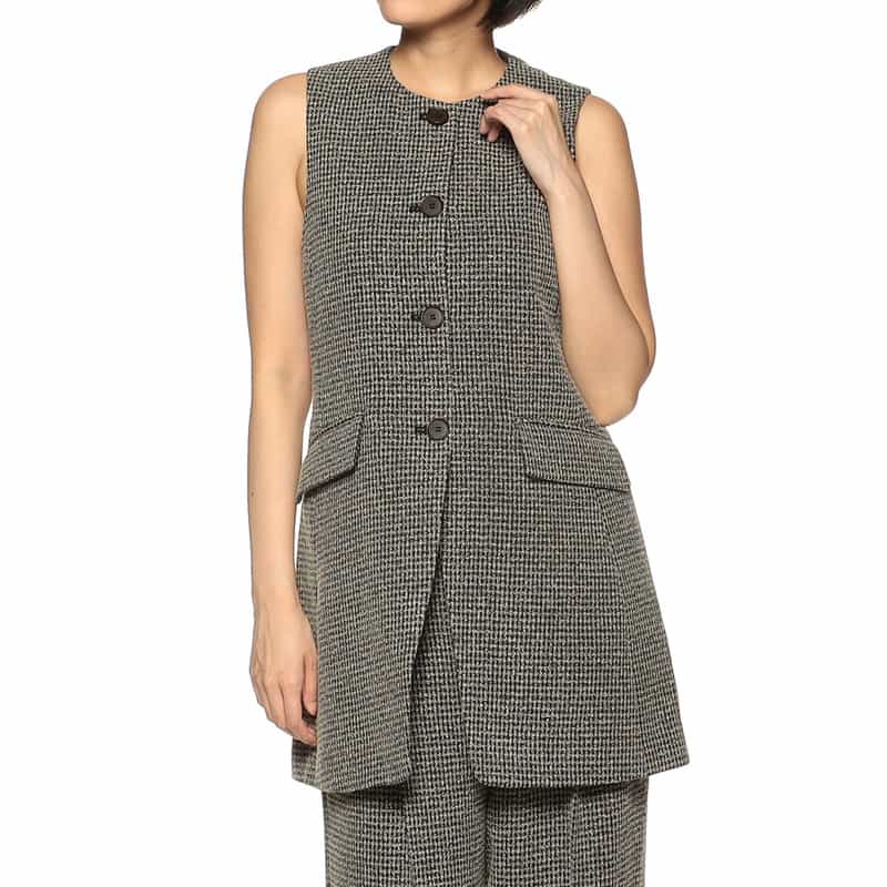 BARNEYS NEW YORK セットアップ ツイードロングジレ BEIGE