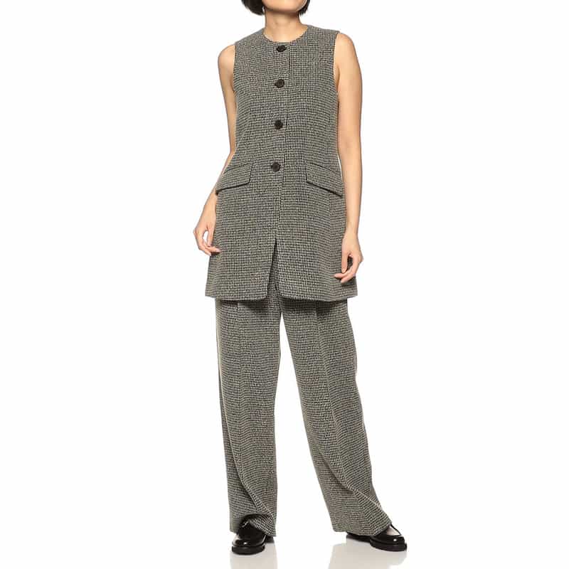 BARNEYS NEW YORK セットアップ ツイードロングジレ BEIGE