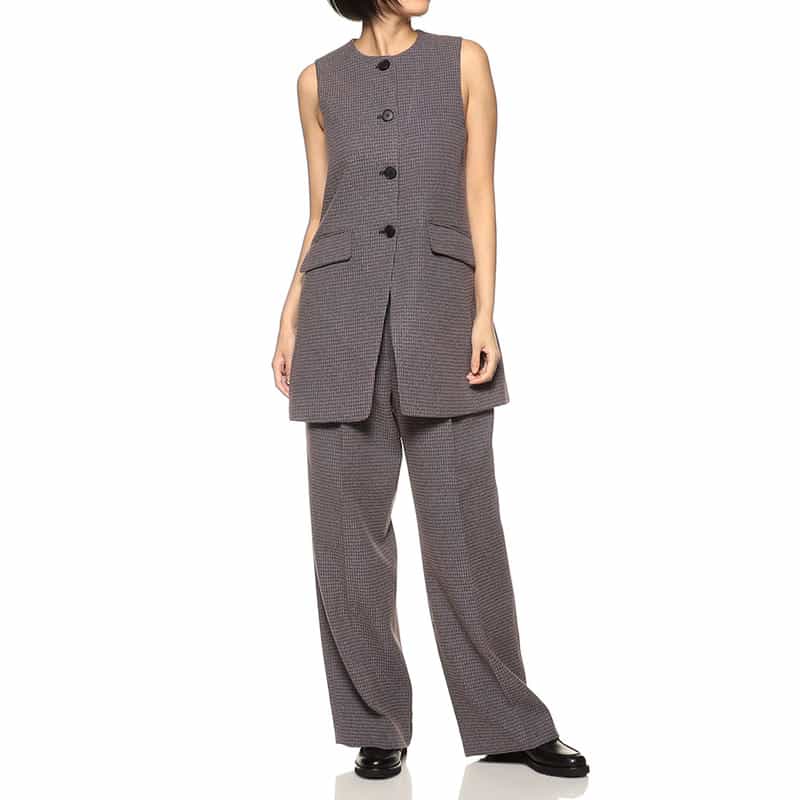 BARNEYS NEW YORK セットアップ ツイードロングジレ ORANGE