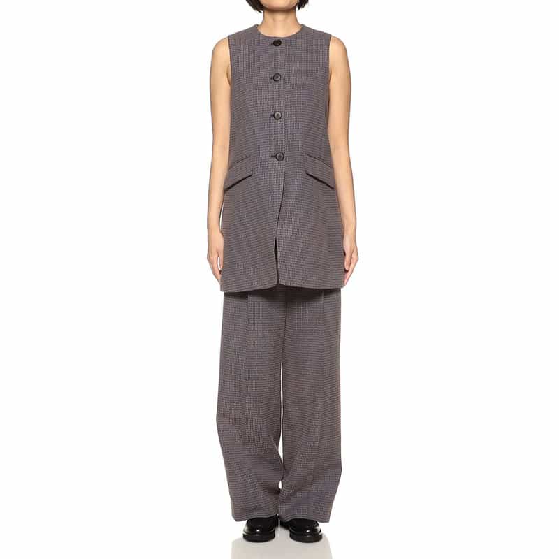 BARNEYS NEW YORK セットアップ ツイードロングジレ ORANGE