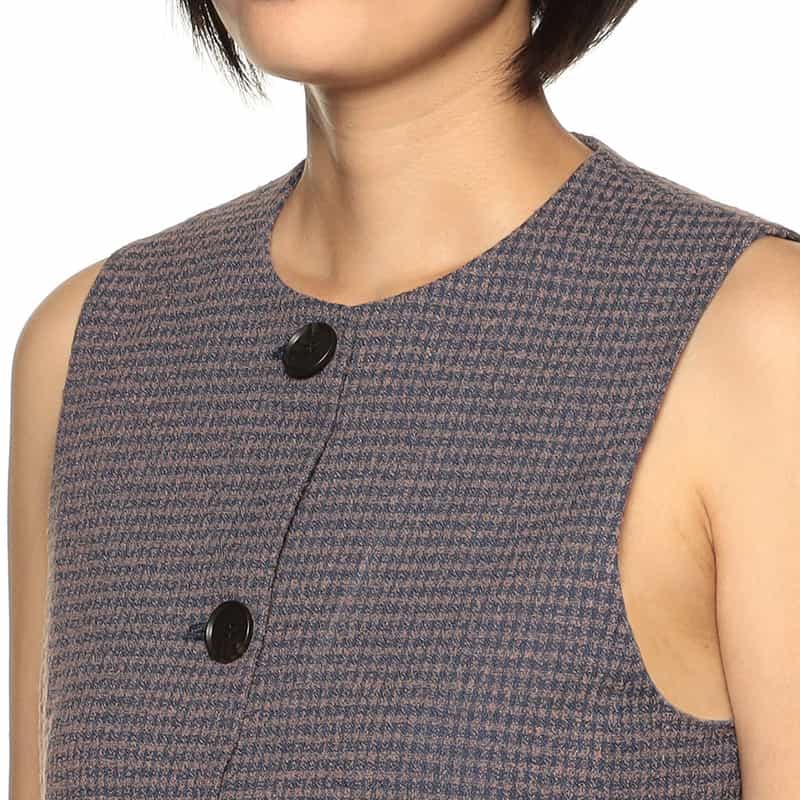 BARNEYS NEW YORK セットアップ ツイードロングジレ ORANGE