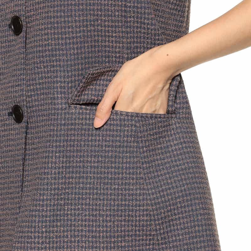 BARNEYS NEW YORK セットアップ ツイードロングジレ ORANGE