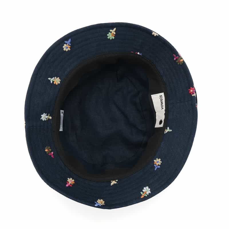 VOWELS フラワー刺繍 バケットハット NAVY