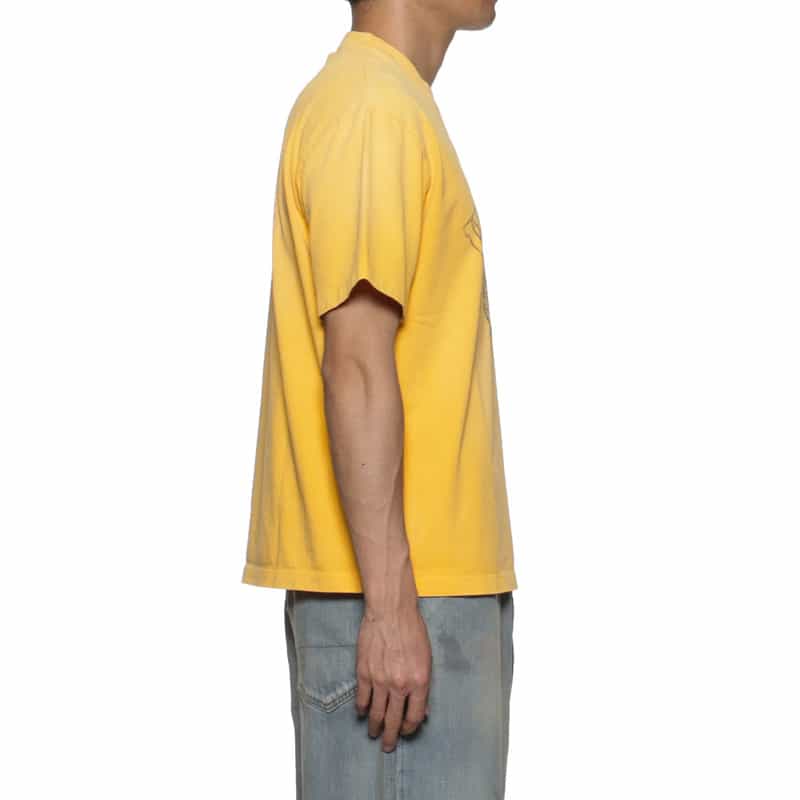 VOWELS ヴィンテージ加工プリントTシャツ YELLOW