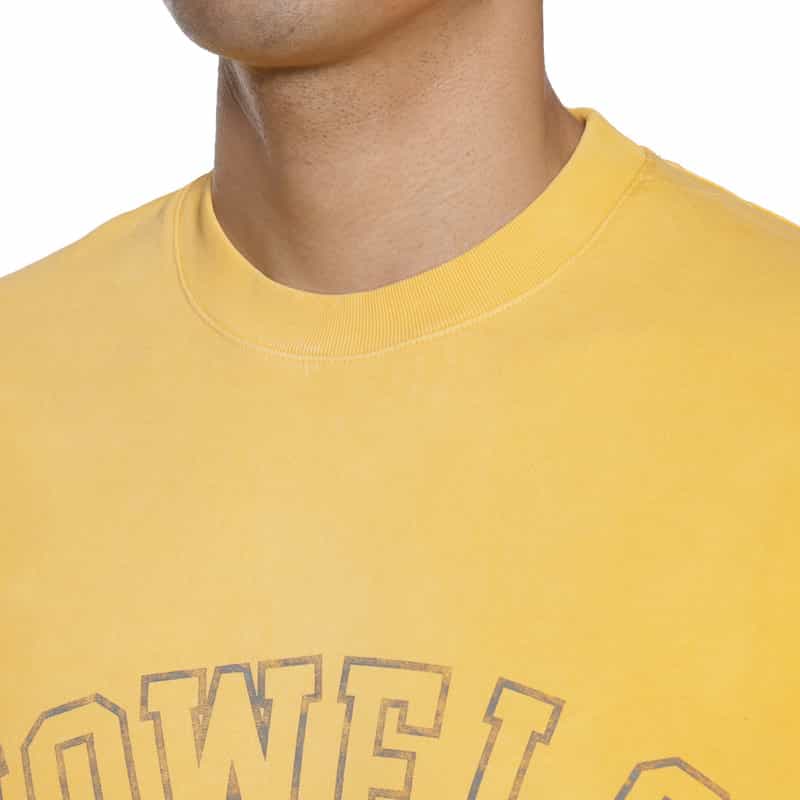 VOWELS ヴィンテージ加工プリントTシャツ YELLOW