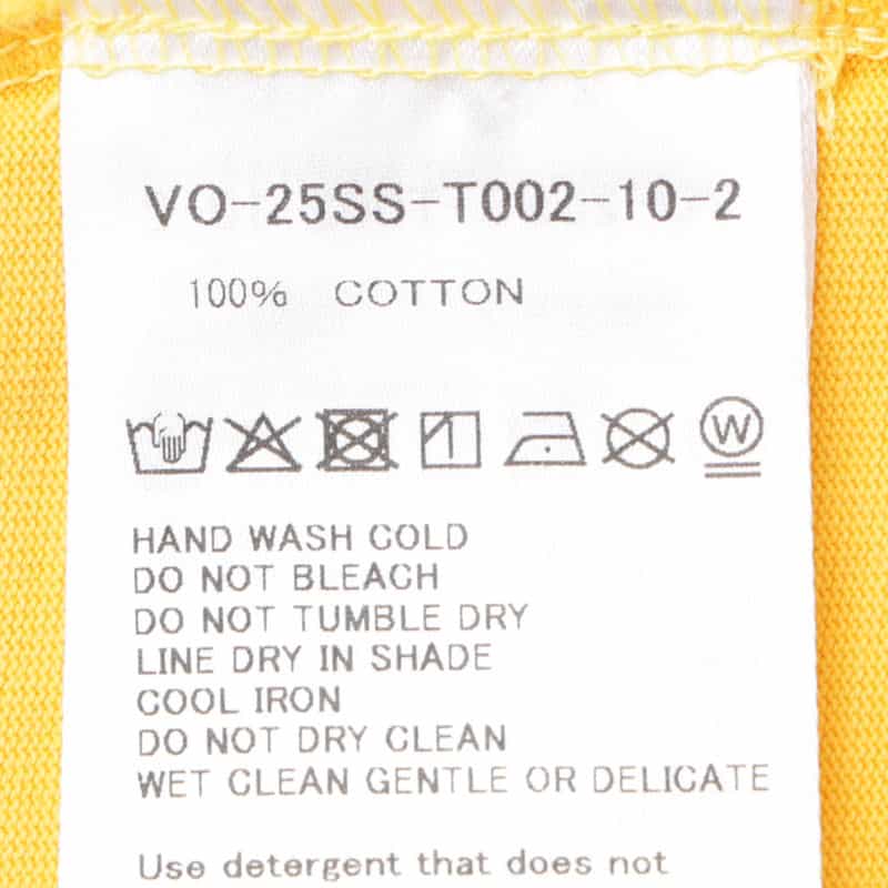 VOWELS ヴィンテージ加工プリントTシャツ YELLOW