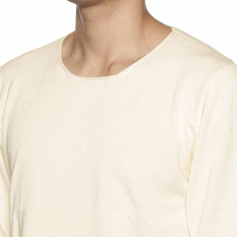 YOHJI YAMAMOTO コットンカシミヤ クルーネックニットプルオーバー IVORY