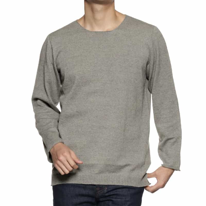 YOHJI YAMAMOTO コットンカシミヤ クルーネックニットプルオーバー GRAY