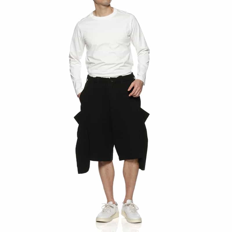 YOHJI YAMAMOTO サイドビッグポケット ショートパンツ BLACK