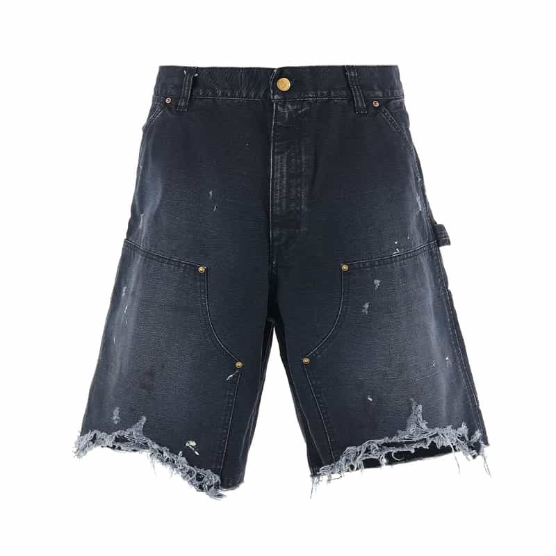 SAINT MXXXXXX ヴィンテージ加工デニムショーツ BLACK