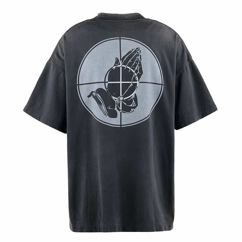 SAINT MXXXXXX SAINT MXXXXXX＜セント マイケル＞ヴィンテージ加工プリントTシャツ BLACK